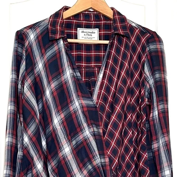 Abercrombie & Fitch Plaid Flannel Shirt, Size S Oversized Lumberjack Grunge Y2K - Picture 2 of 12